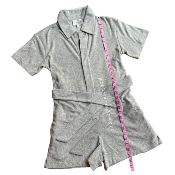 LINE & DOT Sasha Terry Cloth Romper Belted Shorts Grey XS Revolve - Picture 8 of 13